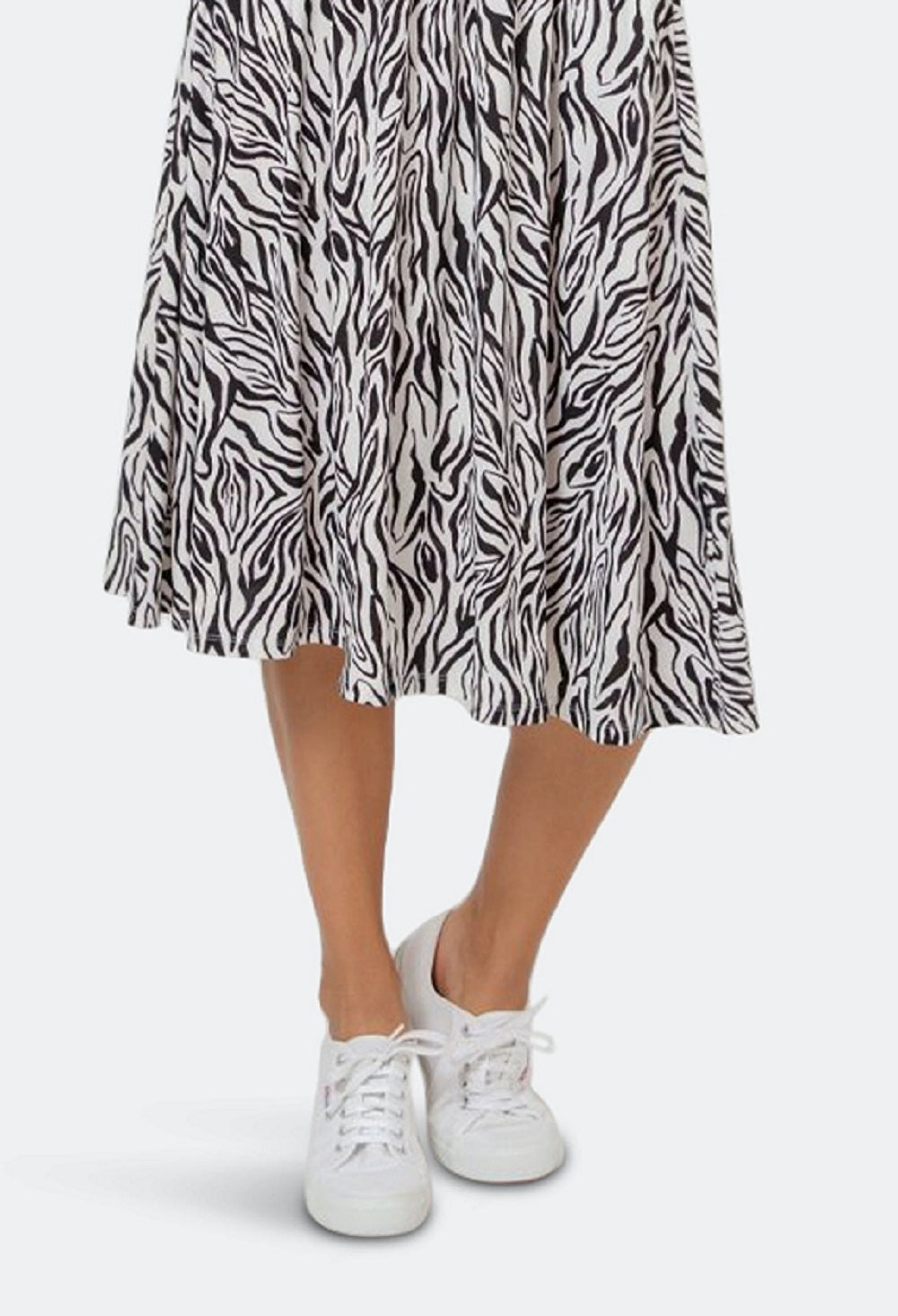 Leota Women's Mindy Skirt in Woodgrain Zebra Black Beauty Marshmallow Large Lord & Taylor White