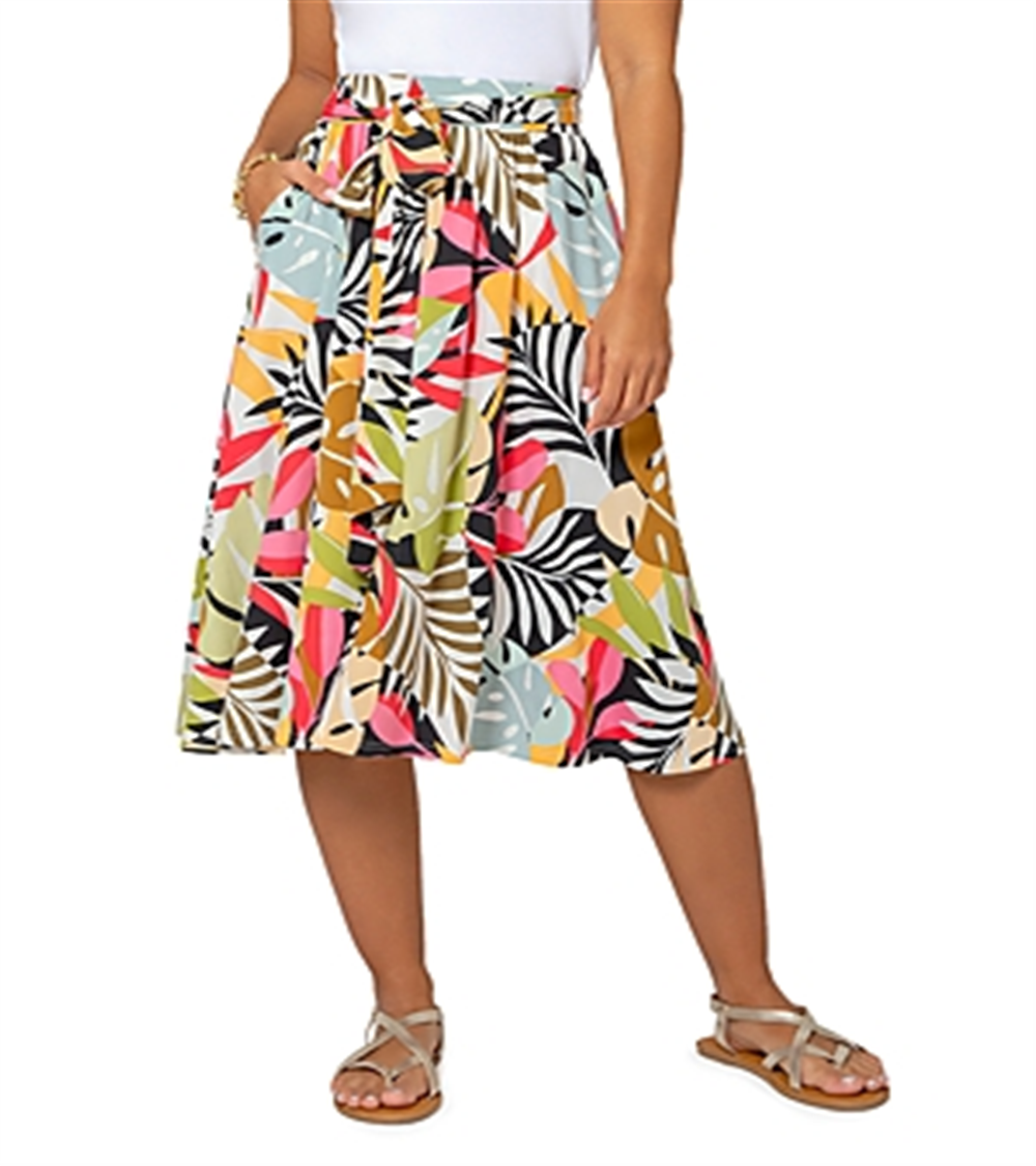 Leota Women's Mindy Skirt in Paradise Pop Black Multi Large Lord & Taylor Multi Size L