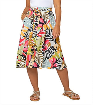 Leota Women's Mindy Skirt in Paradise Pop Black Multi Large Lord & Taylor Multi Size L