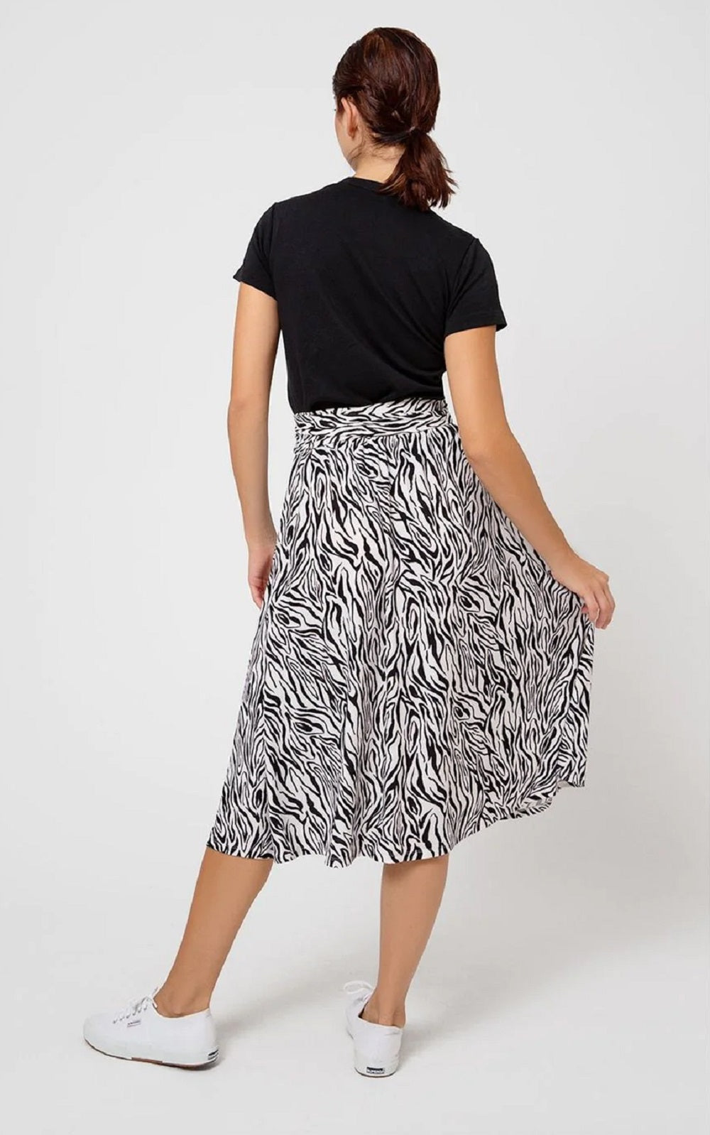 Leota Women's Mindy Skirt in Woodgrain Zebra Black Beauty Marshmallow Large Lord & Taylor White