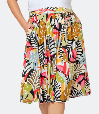 Leota Women's Mindy Skirt in Paradise Pop Black Multi Large Lord & Taylor Multi Size L