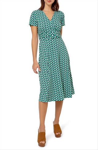 Leota Women's Amiya Geo Print Dress Green Size Medium