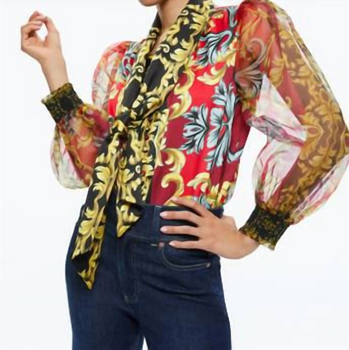 Alice + Olivia - Brentley Tie Neck Blouse