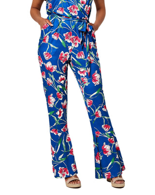 Leota Women's Gabriella Tie Waist Jumpsuit Blue Size Small