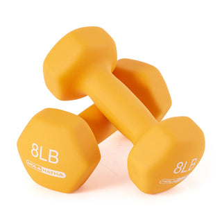 HolaHatha 3, 5, and 8 Pound Dumbbell Hand Weight Set with Storage Rack, Multi