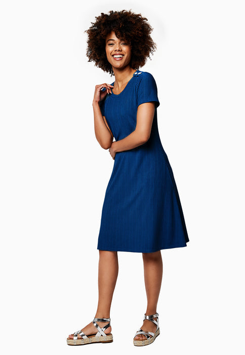 Leota Women's Maci In Rib Knit Dress Blue Size Small