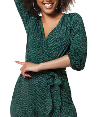Leota Women's Gabby Geo Print Jumpsuit Green Size X-Large
