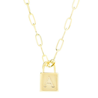 Toscana Italiana Reversible Initial Padlock Pendant w/ Paperclip Chain
