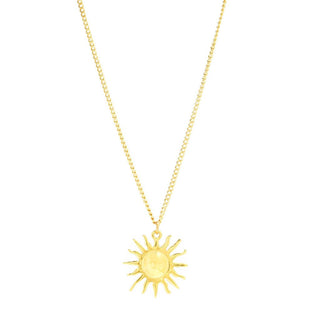 MAYAMAR 24K Gold Plated Polished Sun Pendant w/ 18"+3.5" Chain