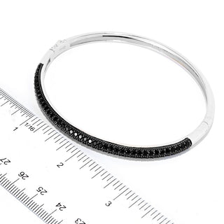 Platinum Plated Choice of Gemstone Pave Hinged Bangle Bracelet