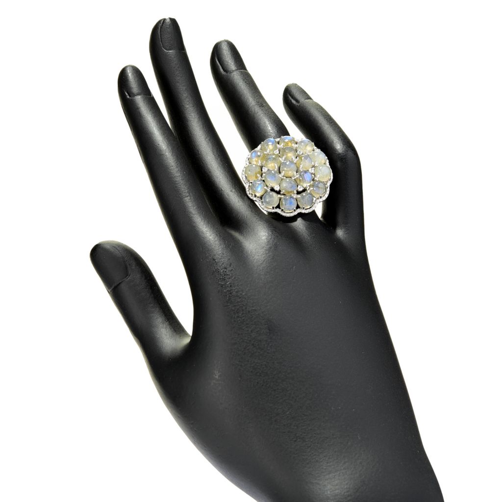 Platinum Plated Choice of Gemstone & White Zircon Bauble Ring