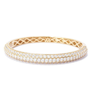 Brilliante 6.79 DEW Simulated Pave Diamond Hinged Bangle Bracelet