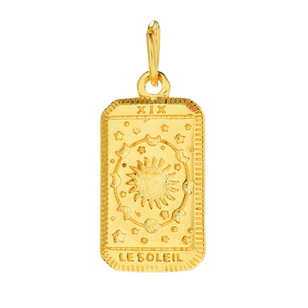 MAYAMAR 24K Gold Plated High Polished "XIX Le Soleil" 1" Pendant