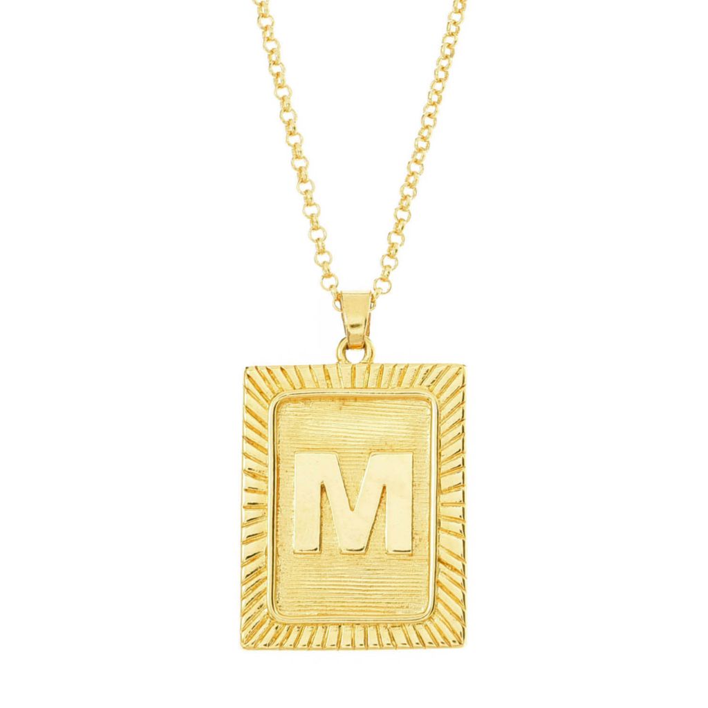 MAYAMAR 24K Gold Plated Choice of Initial Enhancer Pendant w/ 18" Chain