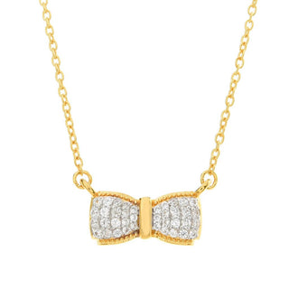 Jewels by Jorge Parez 0.16ctw White Zircon Bow Tie Pendant w/ Chain