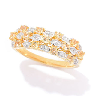 Gem Treasures 18K Vermeil 0.62ctw Imperial Topaz & White Zircon Ring