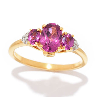 Gem Treasures 1.51ctw Purple Garnet & White Zircon 3-Stone Ring