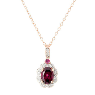 Gem Treasures 1.18ctw Purple Garnet & White Zircon Pendant w/ Chain