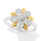 Diamond Treasures 18K Gold Accented 0.36ctw Diamond Flower Ring