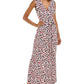 Leota Women's Sleeveless Perfect Wrap Maxi Dress in Brushstroke Leopard Fruit Dove  White