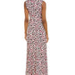 Leota Women's Sleeveless Perfect Wrap Maxi Dress in Brushstroke Leopard Fruit Dove  White