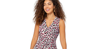 Leota Women's Sleeveless Perfect Wrap Maxi Dress in Brushstroke Leopard Fruit Dove  White