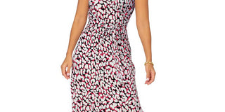 Leota Women's Sleeveless Perfect Wrap Maxi Dress in Brushstroke Leopard Fruit Dove  White