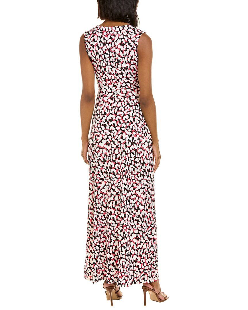 Leota Women's Sleeveless Perfect Wrap Maxi Dress in Brushstroke Leopard Fruit Dove Black Small Lord & Taylor White Size S