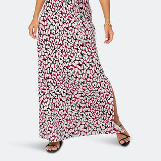 Leota Women's Sleeveless Perfect Wrap Maxi Dress in Brushstroke Leopard Fruit Dove  White