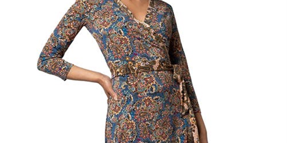 Leota Women's Floral Wrap Dress Blue Size L