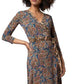 Leota Women's Floral Wrap Dress Brown Size Medium