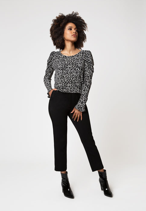 Jennifer Top in Inky Zebra Black Size L