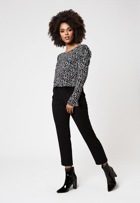 Leota Women's in Inky Zebra Jennifer Top Black Size S