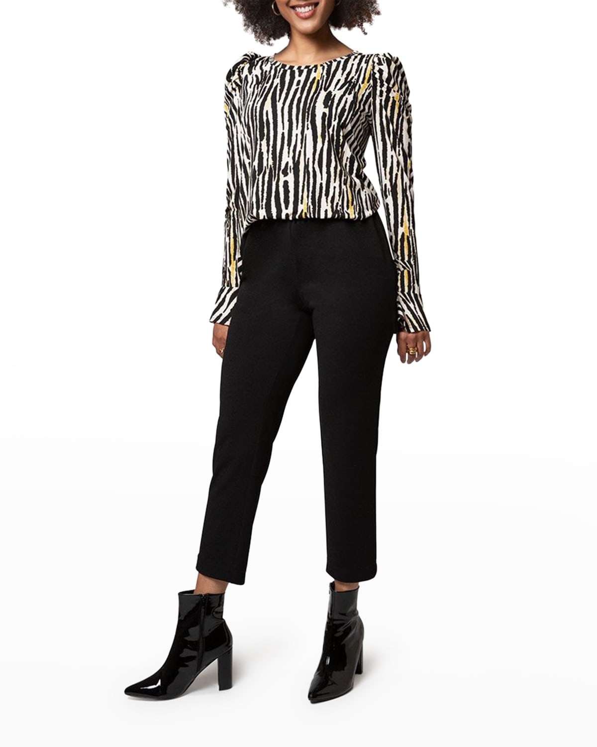 Leota Women's in Inky Zebra Jennifer Top Black Size S