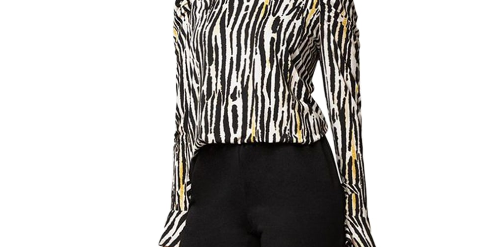Leota Women's in Inky Zebra Jennifer Top Black Size S