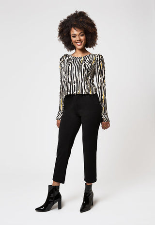 Jennifer Top in Inky Zebra Black Size L