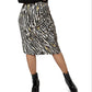 Leota Women's Kathy Ruched Zebra Print Skirt Black