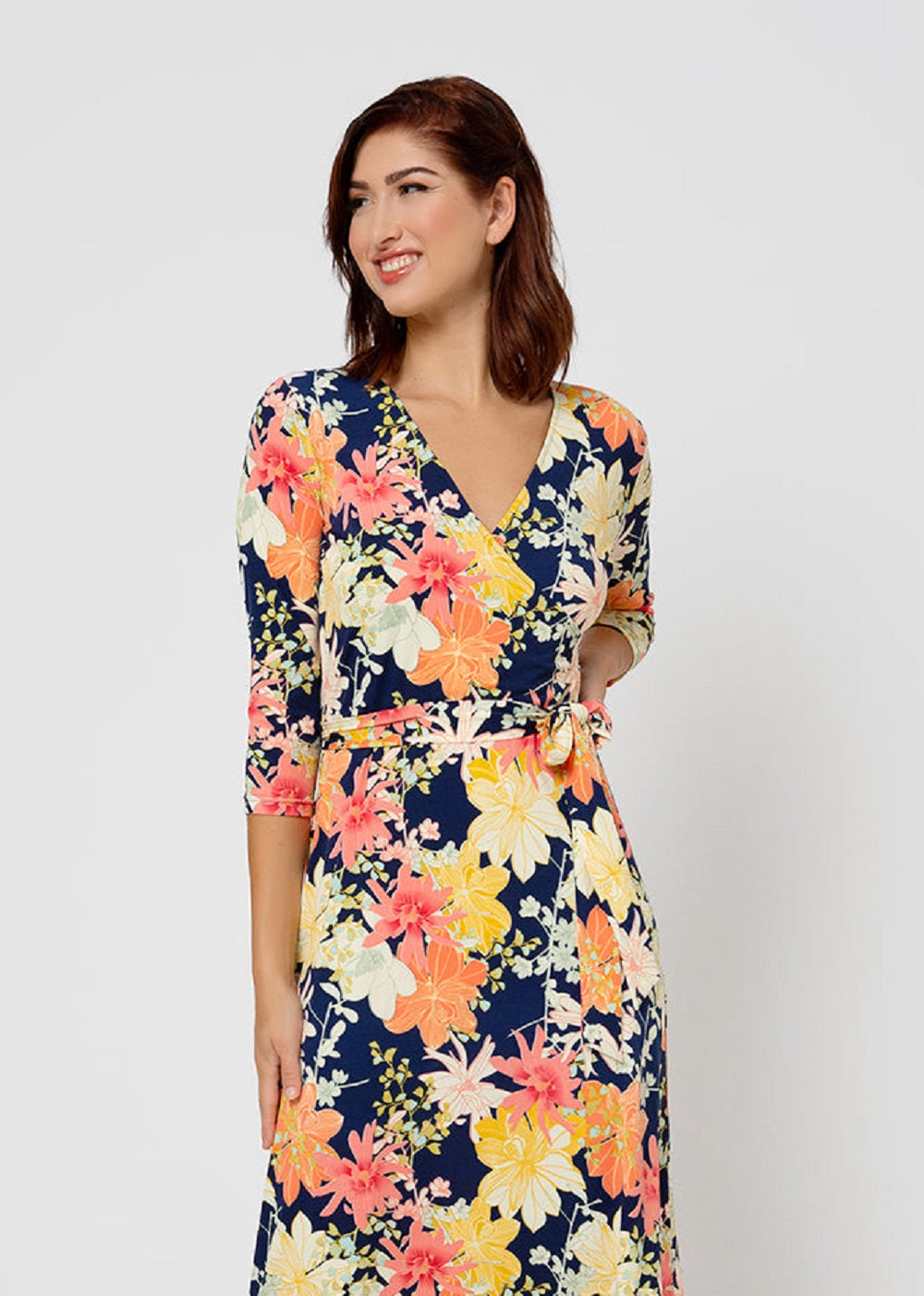 Leota Women's Perfect Wrap Maxi Dress Blue Size Medium