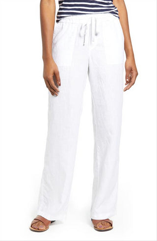 Caslon Women's White Linen Blend Pants Size X-Large