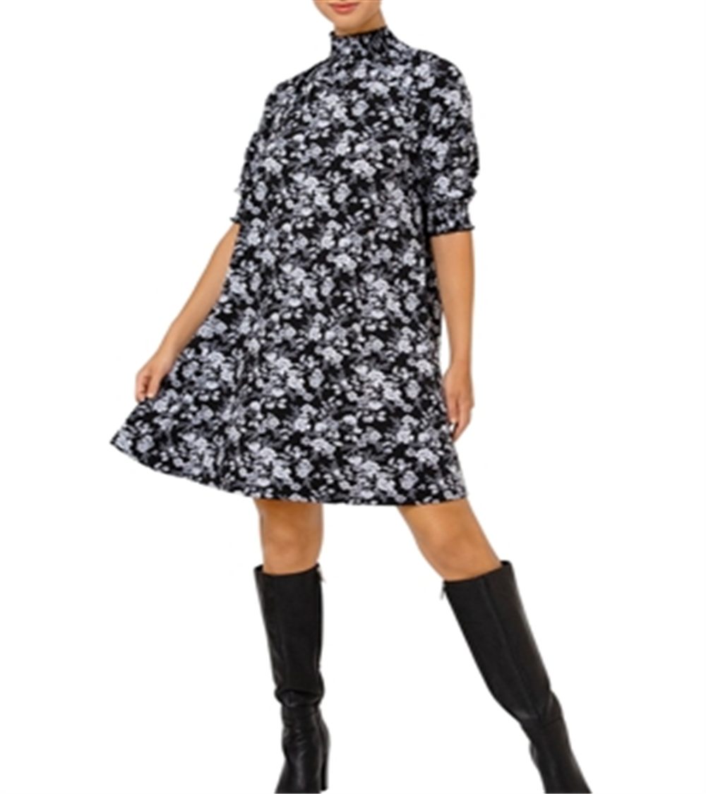 Leota Women's Raelyn Floral Mock Neck Dress Black