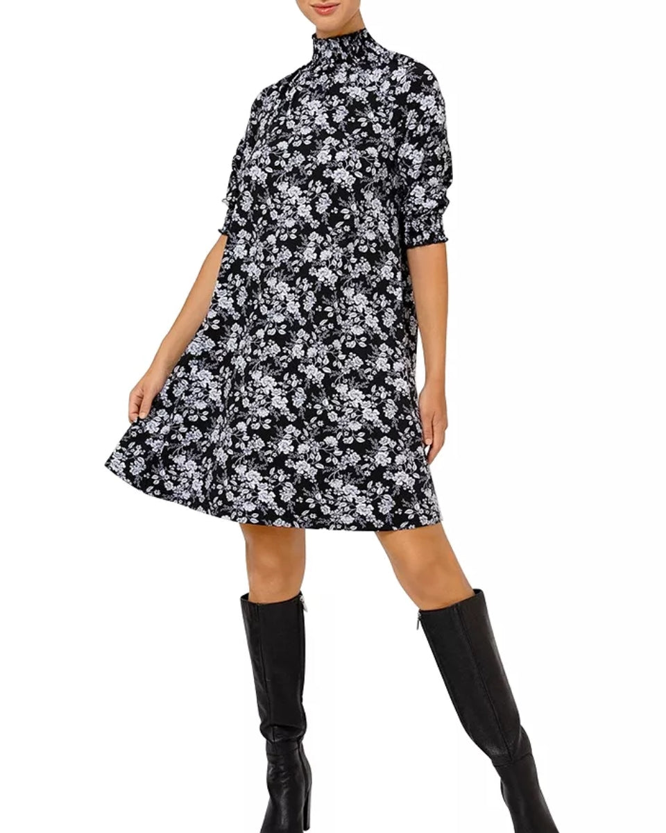 Leota Women's Raelyn Floral Mock Neck Dress Black