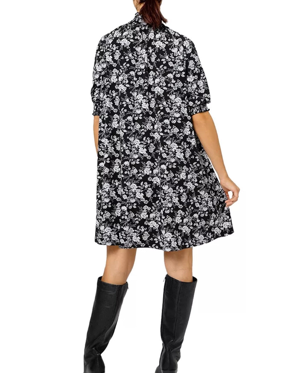Leota Women's Raelyn Floral Mock Neck Dress Black