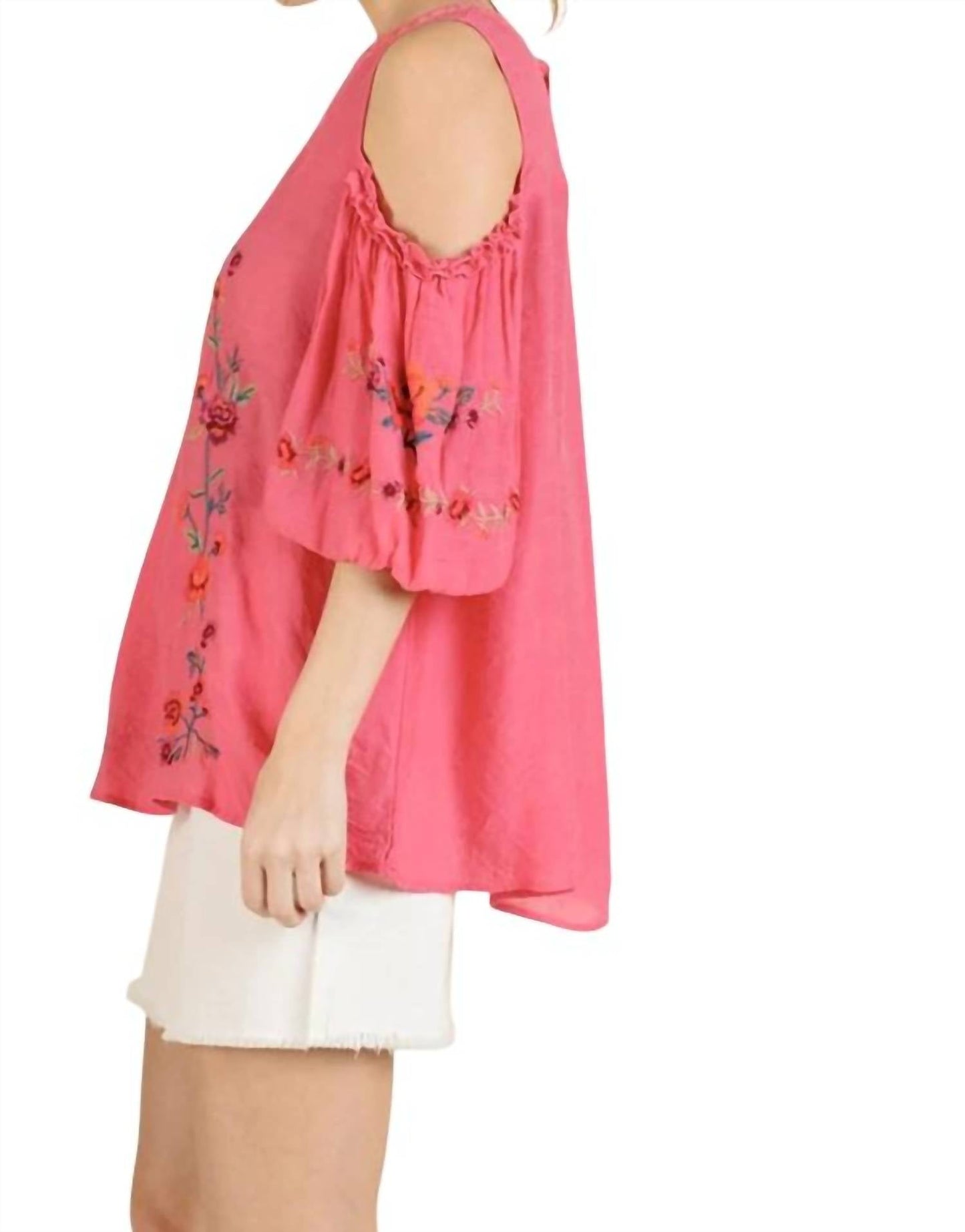 Umgee - Floral Embroidered Peasant Top
