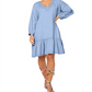 Leota Women's Luna Embroidered Dress Blue Size XX-Large
