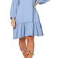 Leota Women's Embroidered Luna Dress in Chambray Blue Large Lord & Taylor Blue