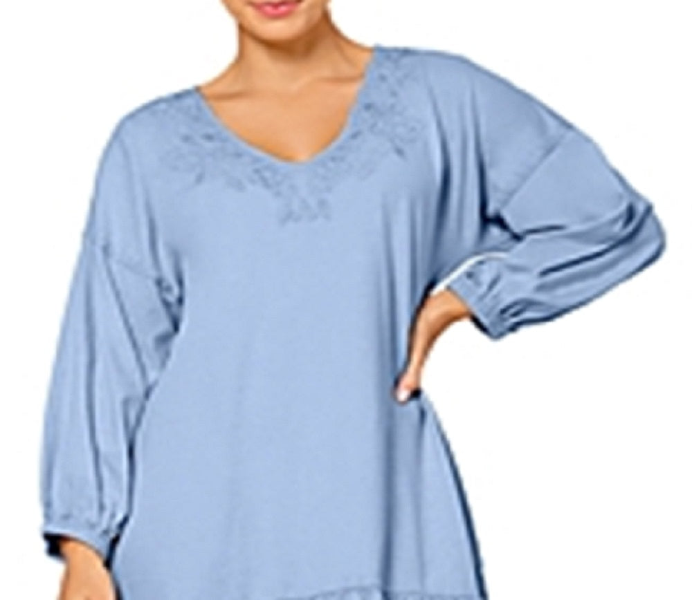 Leota Women's Luna Embroidered Dress Blue Size XX-Large