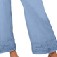 Leota Women's Lupita Floral Embroidered Ankle Wide Leg Pants Blue Size Small