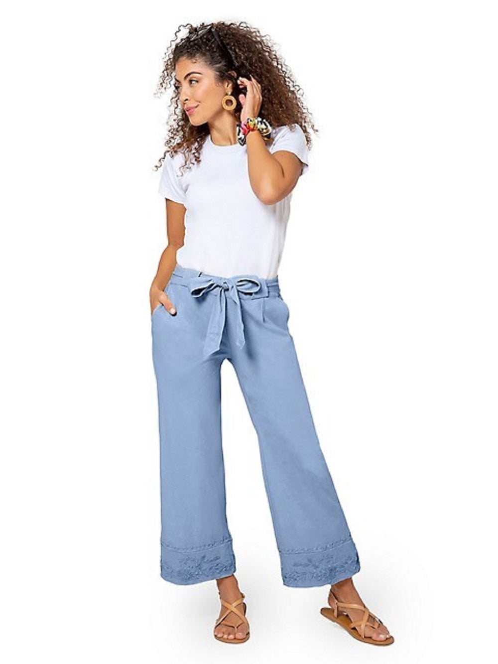 Leota Women's Lupita Culottes Dress in Chambray Blue Large Lord & Taylor Blue