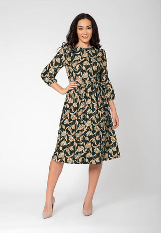 Leota Women's Iman Long Sleeve Midi Dress Black