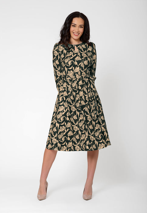 Leota Women's Iman Long Sleeve Midi Dress Black